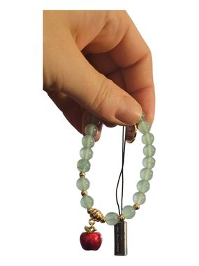 🥳4/$75!🥳 Aqua Beaded Bracelet with Red Apple Charm